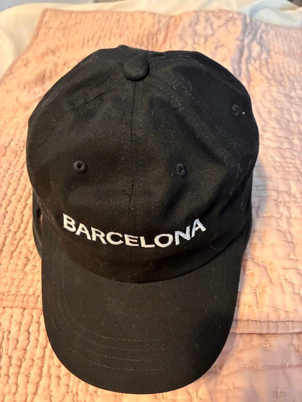 Barcelona Spain Black Embroidered Dad Hat Yupoong Classics Cotton Strapback
